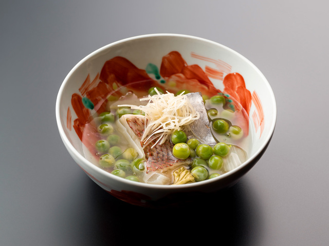 鯛鰆豌豆の葛かけ
